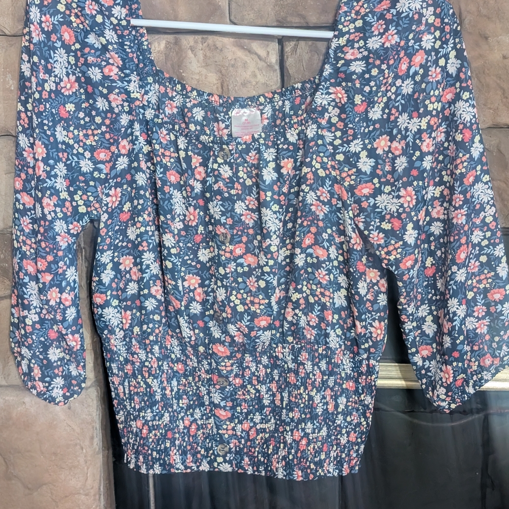 No Boundaries Floral Blouse - Navy and Multicolor